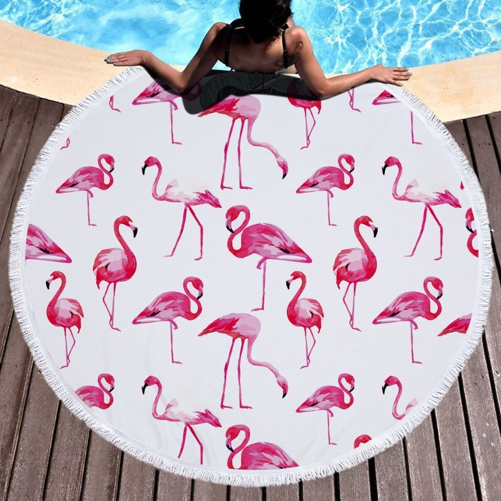 Beach towel flamingo round