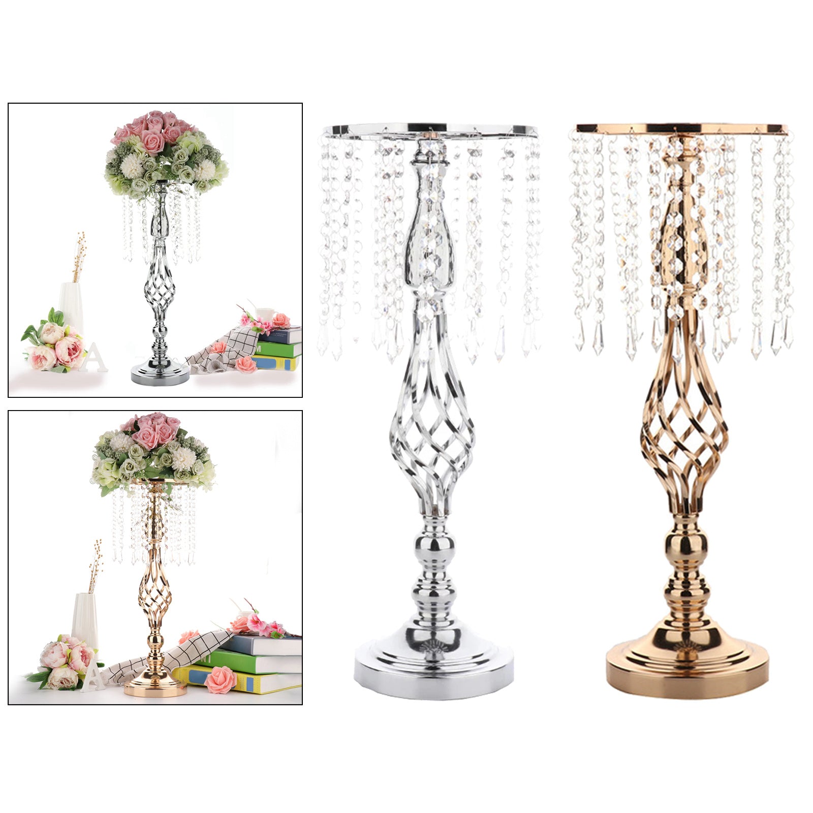 Kristallspiral-Blumenarrangementständer, elegant für jede Veranstaltung