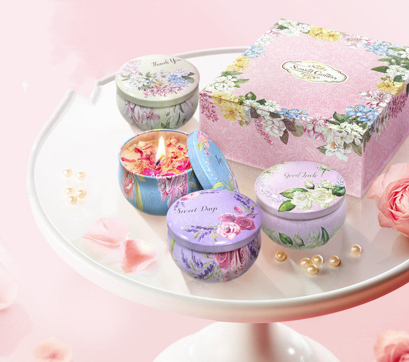 Duftkerzen, atemberaubendes Aroma, Paket mit Sprüchen, schöne Geschenkbox, 4 Stück
