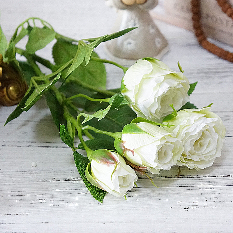 Artificial Flowers 4 Heads Long Stem Decoration Silk