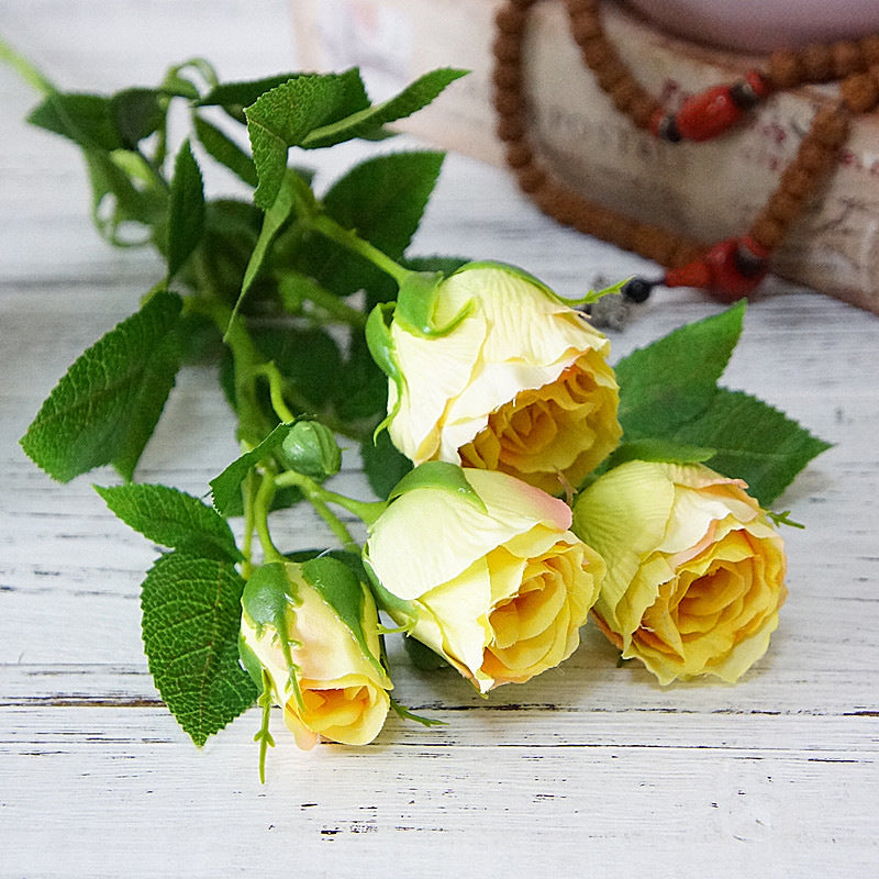 Artificial Flowers 4 Heads Long Stem Decoration Silk