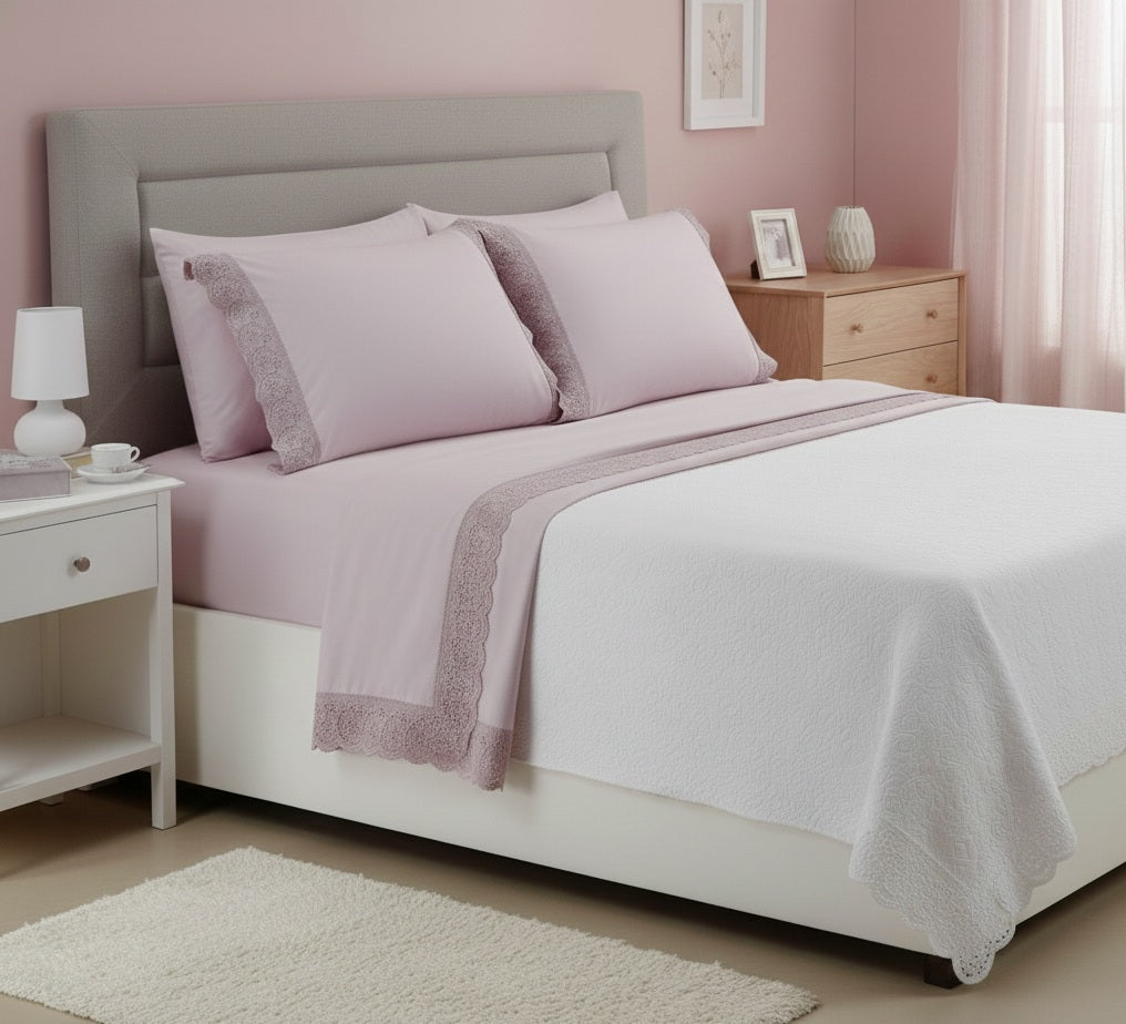 Komplette letto eheliche Linie Roma mit Pizzo San Gallo | Hergestellt in Italien