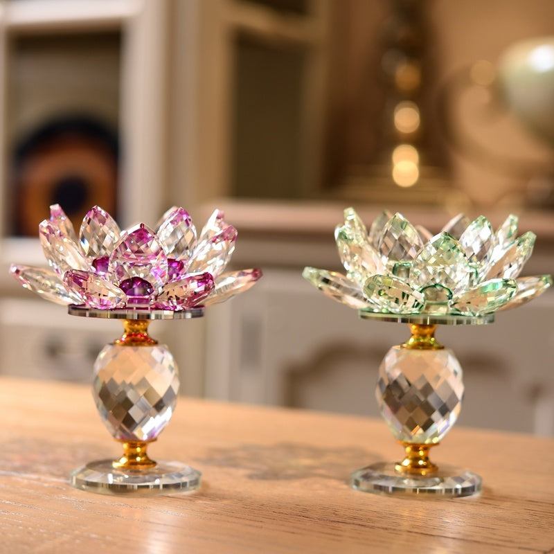 Lotus Fine Crystal Glass Candle Holder
