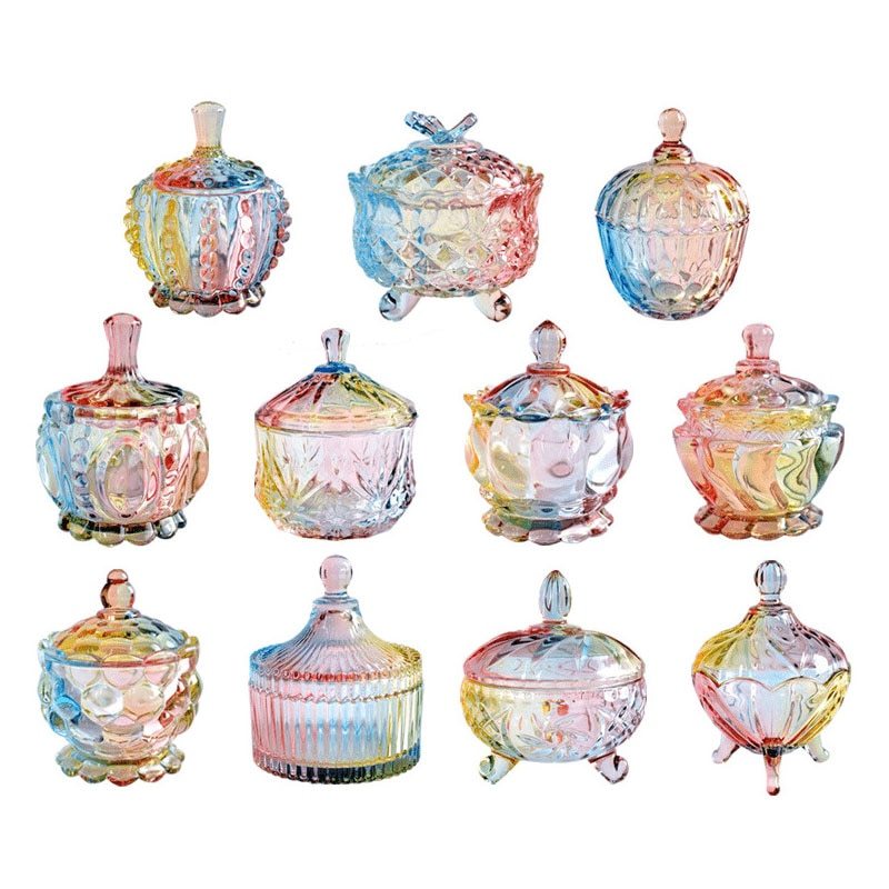 Luxury European style storage jar, colorful glass (Ideal for Candle Making)