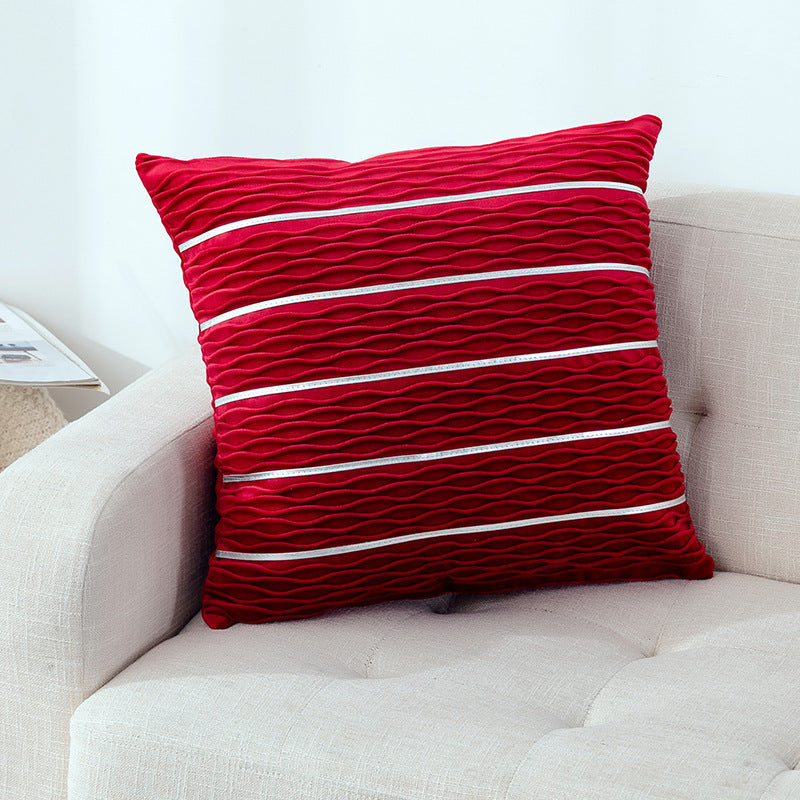 Luxury Striped Velvet Pillow Cover with plush comfortable texture.