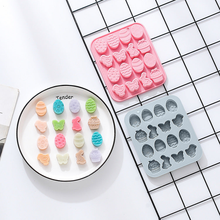 Silicone Mold 16-piece Rabbit Egg Butterfly And Other Easter Day Theme