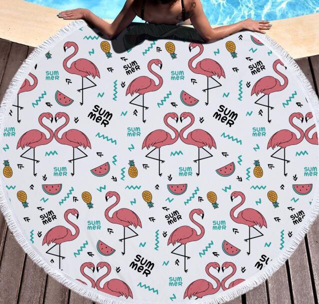Beach towel flamingo round