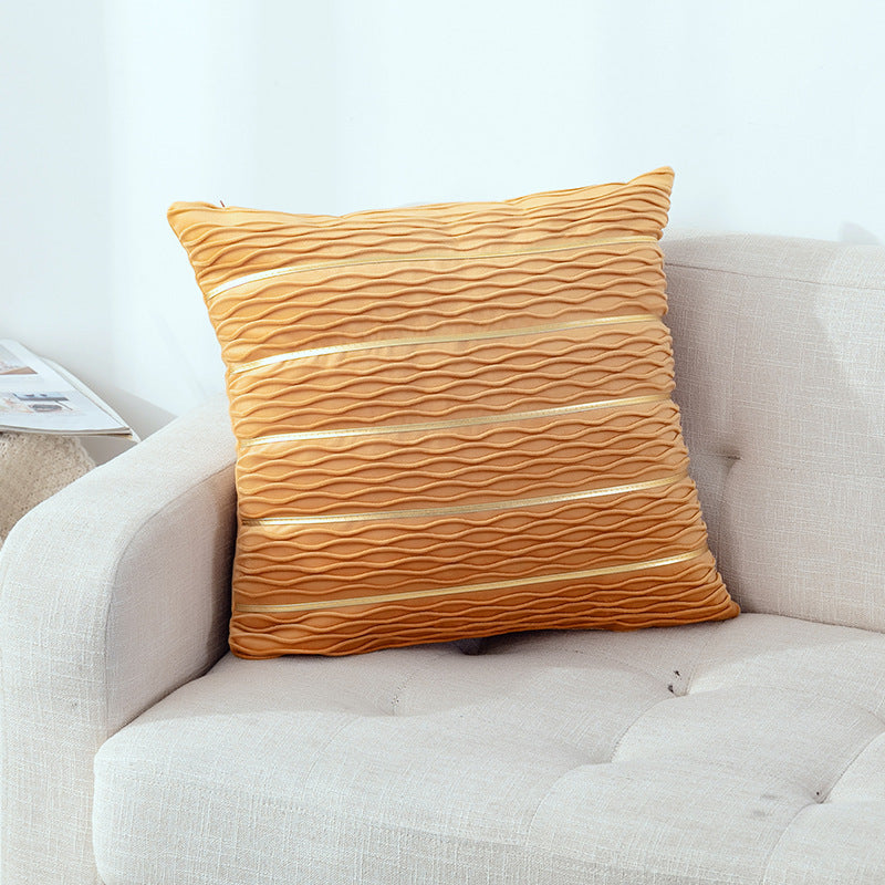 Luxury Striped Velvet Pillow Cover with plush comfortable texture.