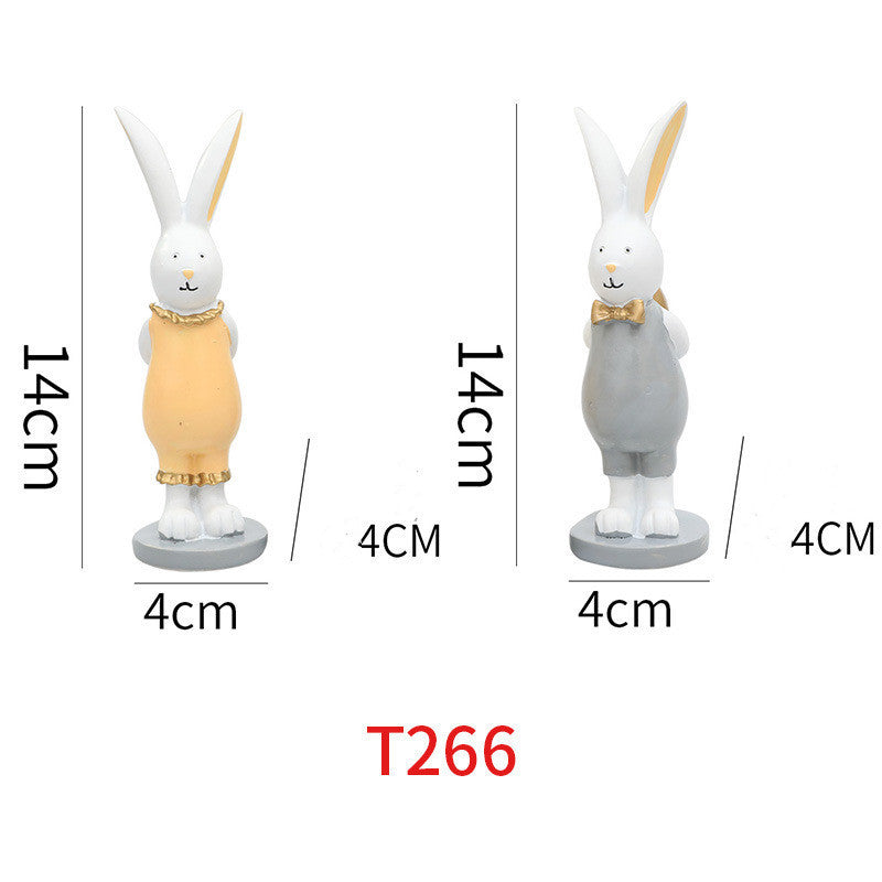 Easter Bunny Back Golden Eggs Gift Decorations Pair