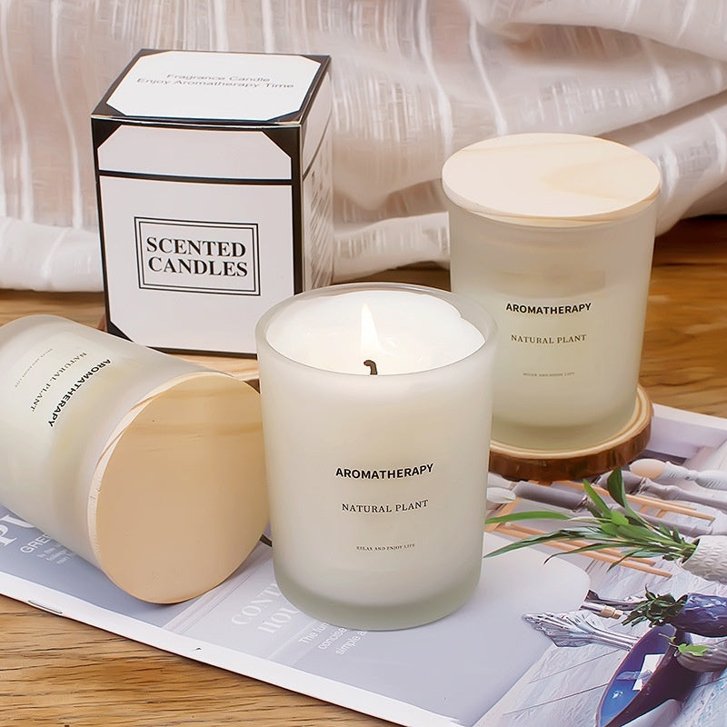 Scented Candles FIne Glass Jar Sealed With Wooden Lid
