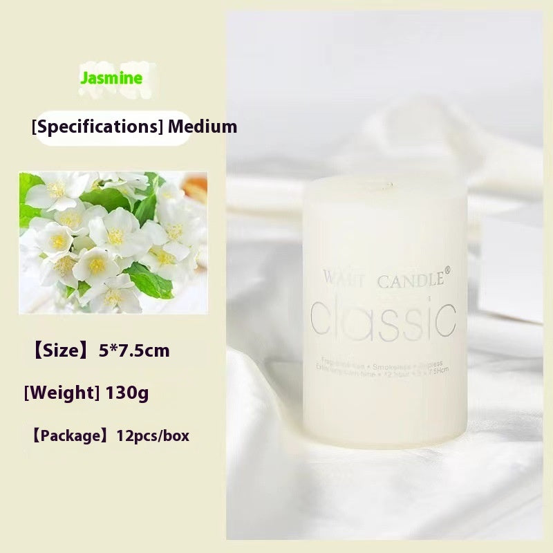 Candela profumata brillante senza fumo, cilindrica, colore, aromaterapia