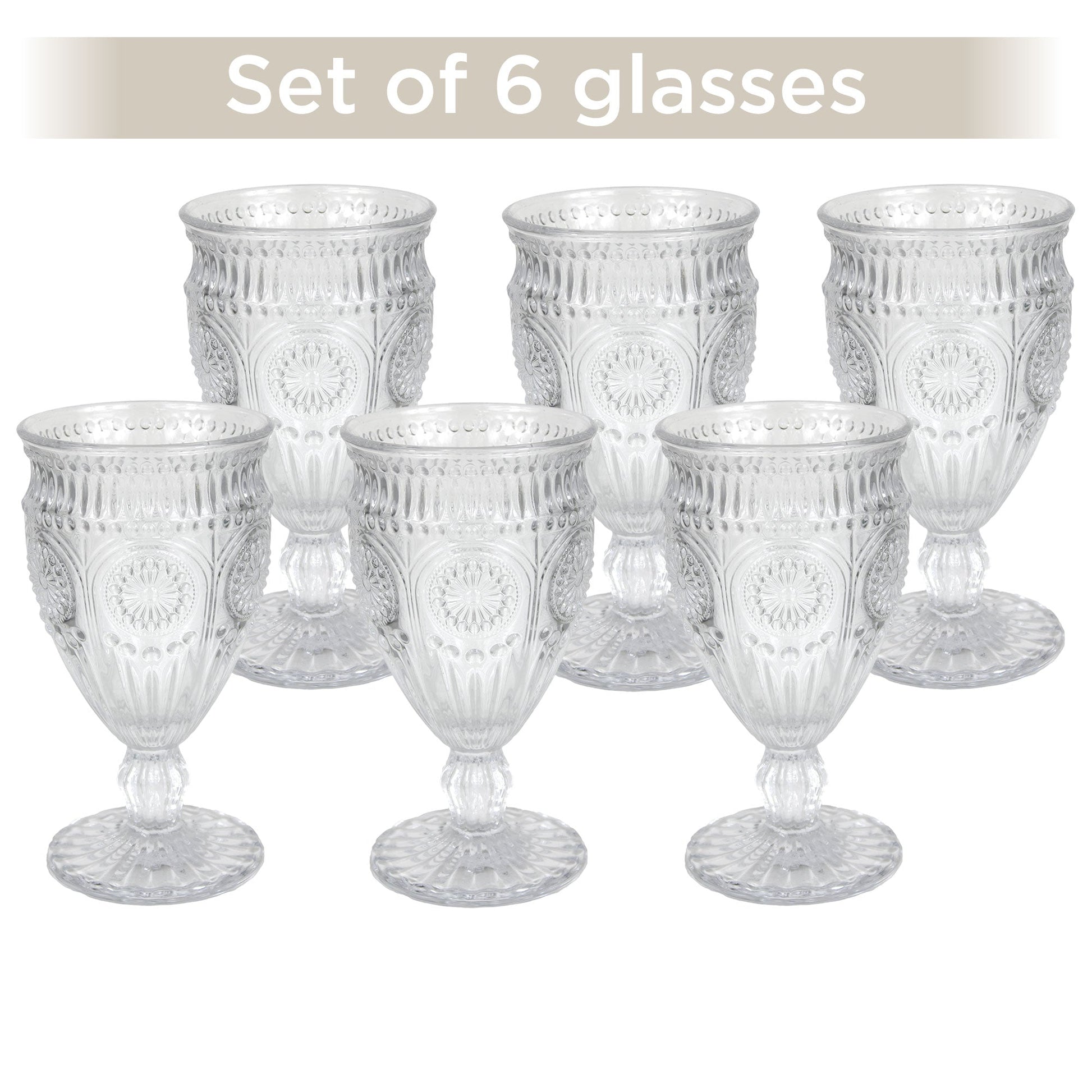 Calici da acqua bicchieri Nuvole di Stoffa Shabby chic in vetro 6pz h16,5cm 6670