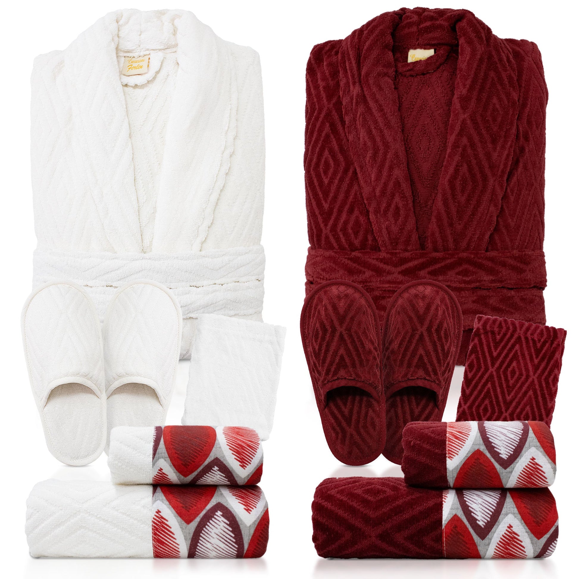 Completo bagno asciugamani accappatoi set uomo donna in spugna di cotone 7121