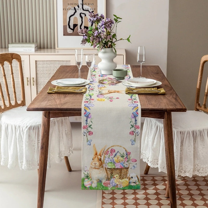 Holiday Dress-up Table Runner Easter Rabbit Egg Tablecloth
