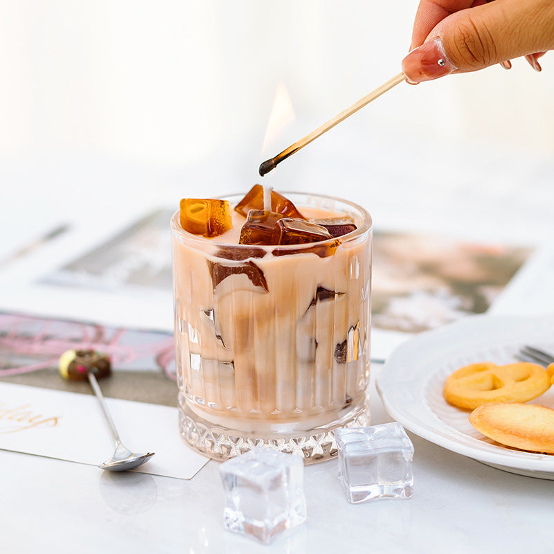 Candela profumata al caffè freddo e cera di soia decorativa