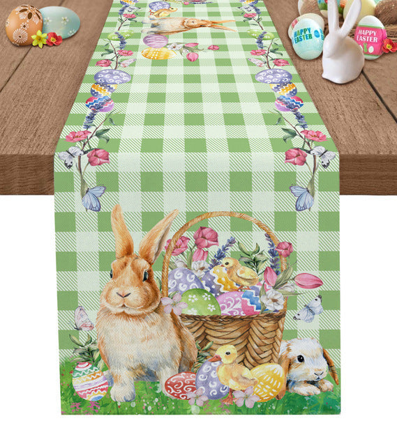 Holiday Dress-up Table Runner Easter Rabbit Egg Tablecloth