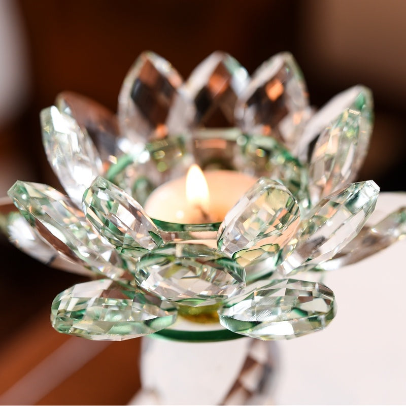 Lotus Fine Crystal Glass Candle Holder