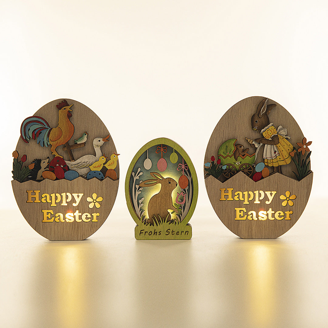 Easter Wooden Craftwork Rabbit Decoration LED