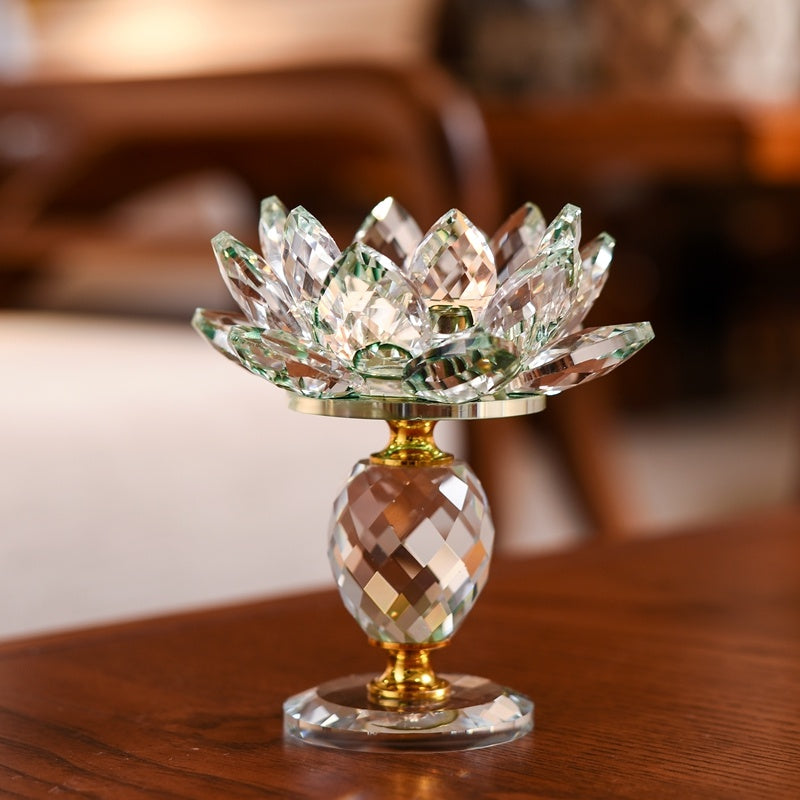Lotus Fine Crystal Glass Candle Holder