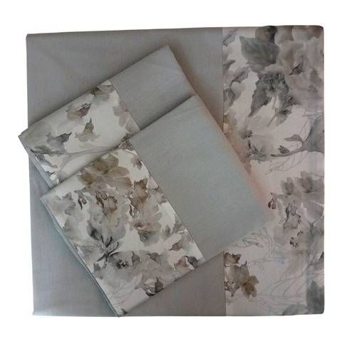 Komplettes Letto Clori in Percalle di cotone Balza a Fiori | Hergestellt in Italien