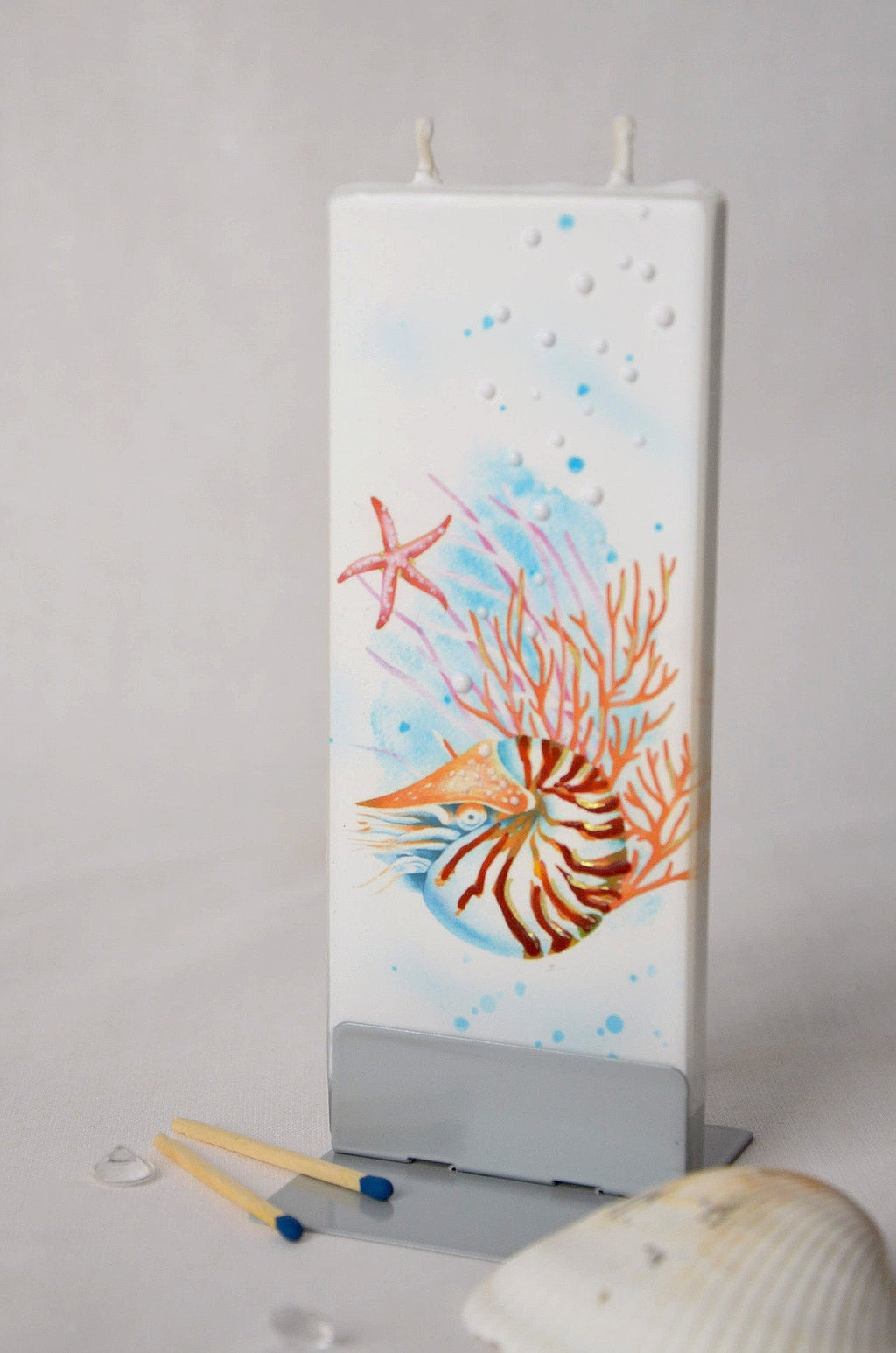 Candela decorativa FLATYZ Mare con stella marina e corallo