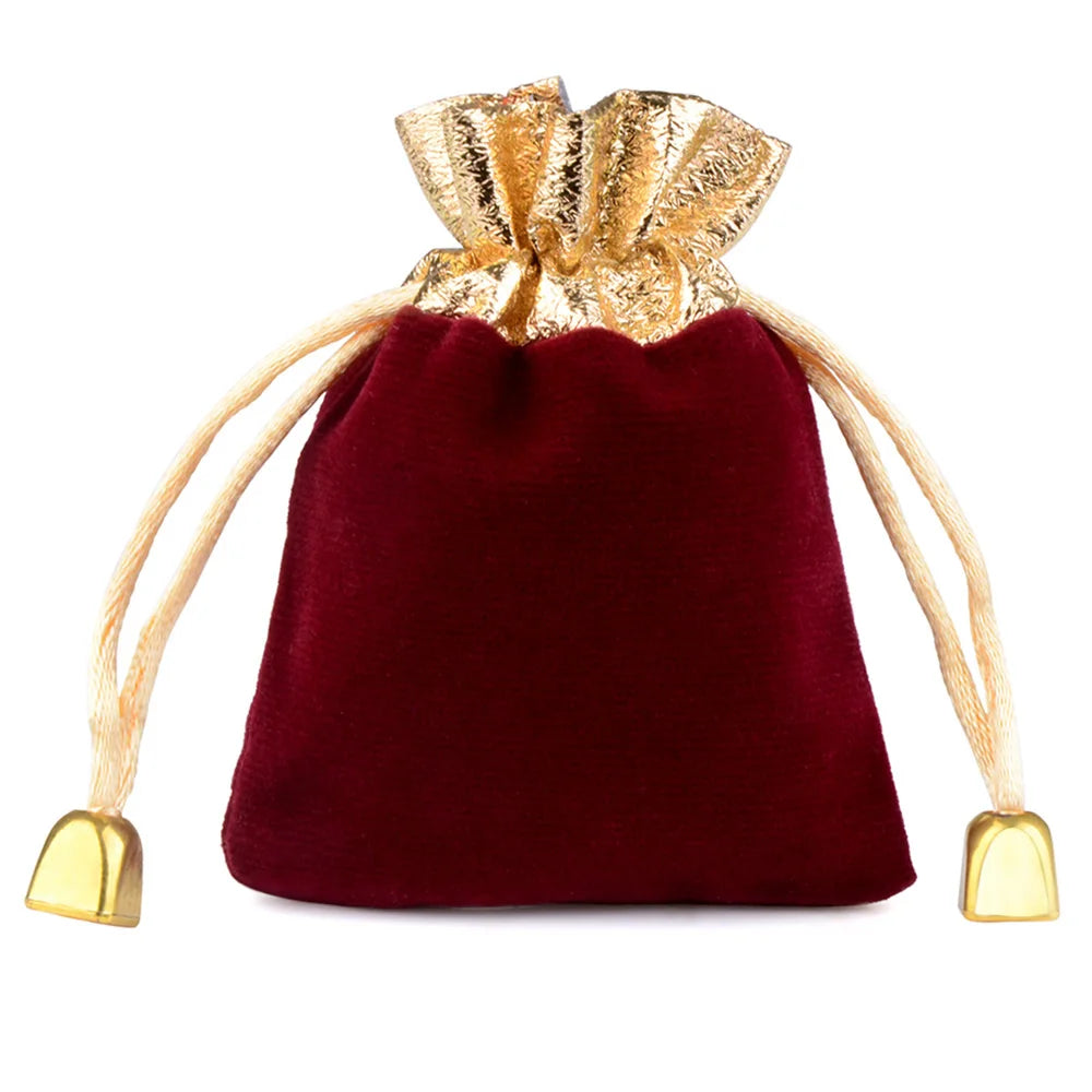 Gift Bag Drawstring Velvet Bags Gold Color Trim For Wedding