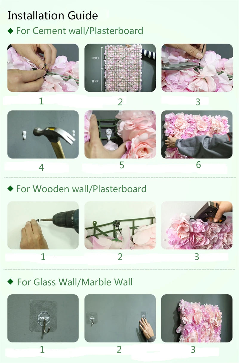 Pink Silk Rose Flower Wall Artificial Flower Backdrop Decor.