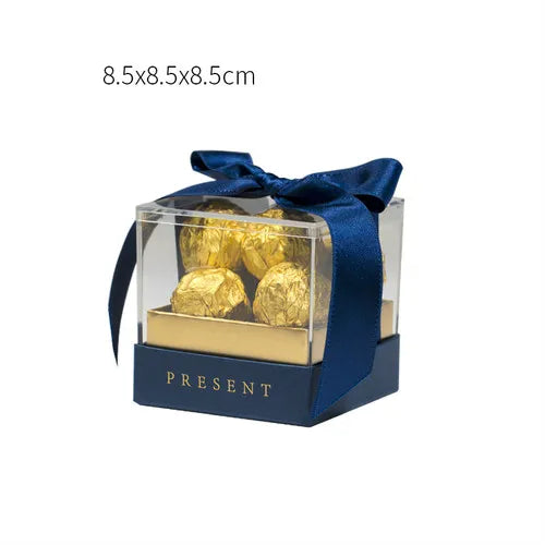 Acryl-Geschenkbox mit transparentem Band.