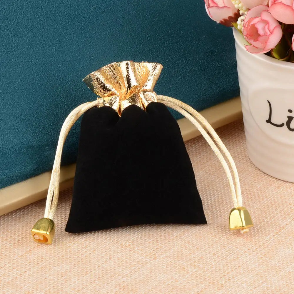 Gift Bag Drawstring Velvet Bags Gold Color Trim For Wedding