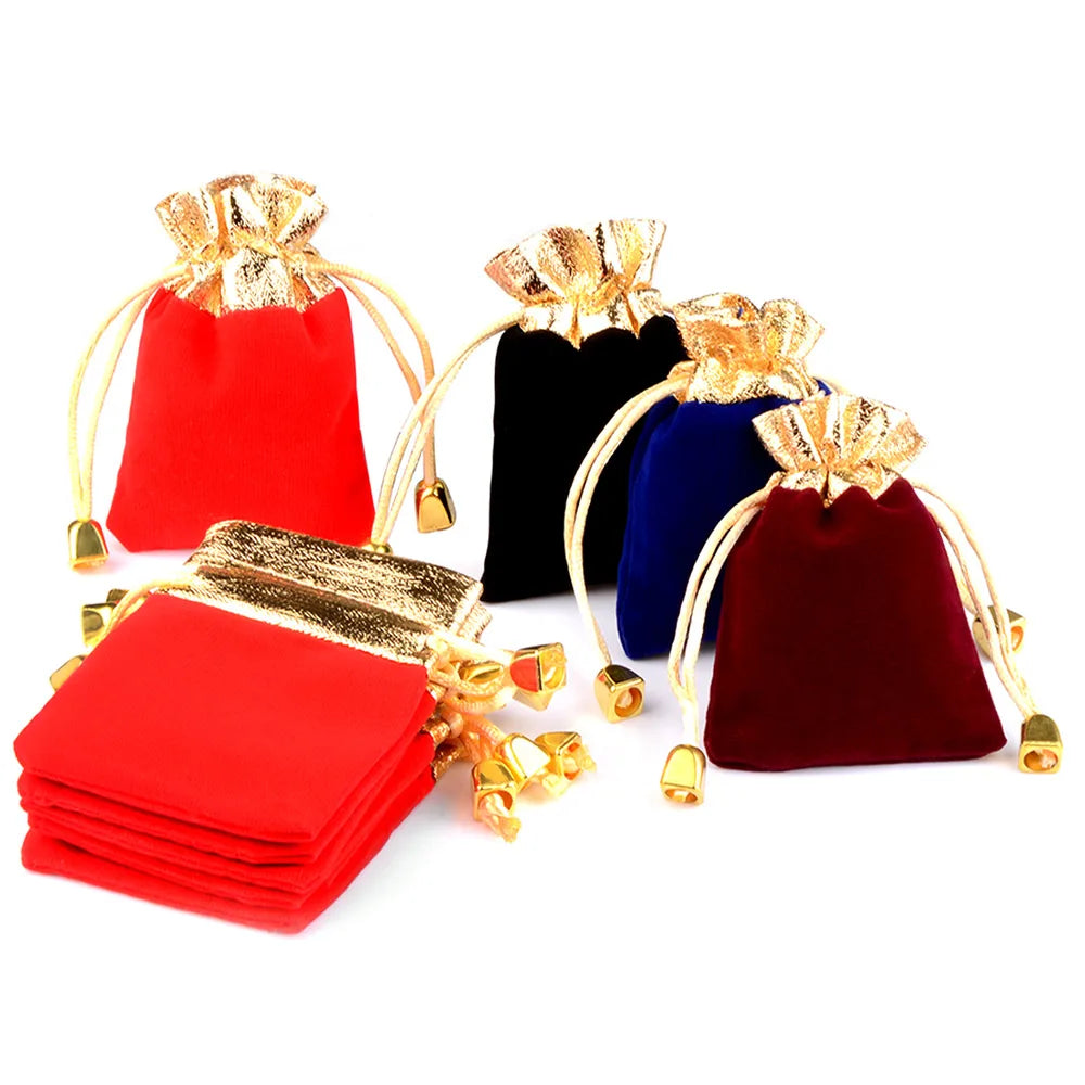 Gift Bag Drawstring Velvet Bags Gold Color Trim For Wedding