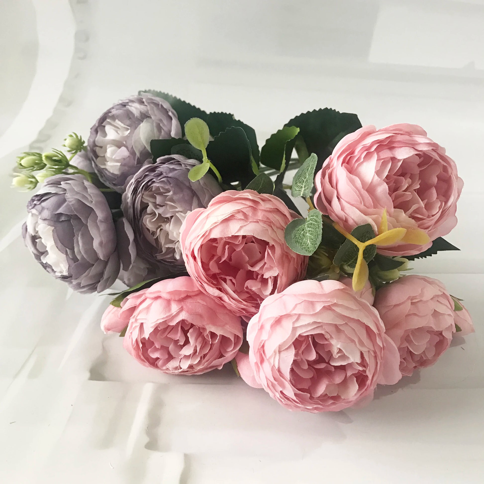 Silk Peony Artificial Flowers Bouquet 5 Big Head 30cm Rose Pink