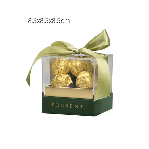 Acryl-Geschenkbox mit transparentem Band.