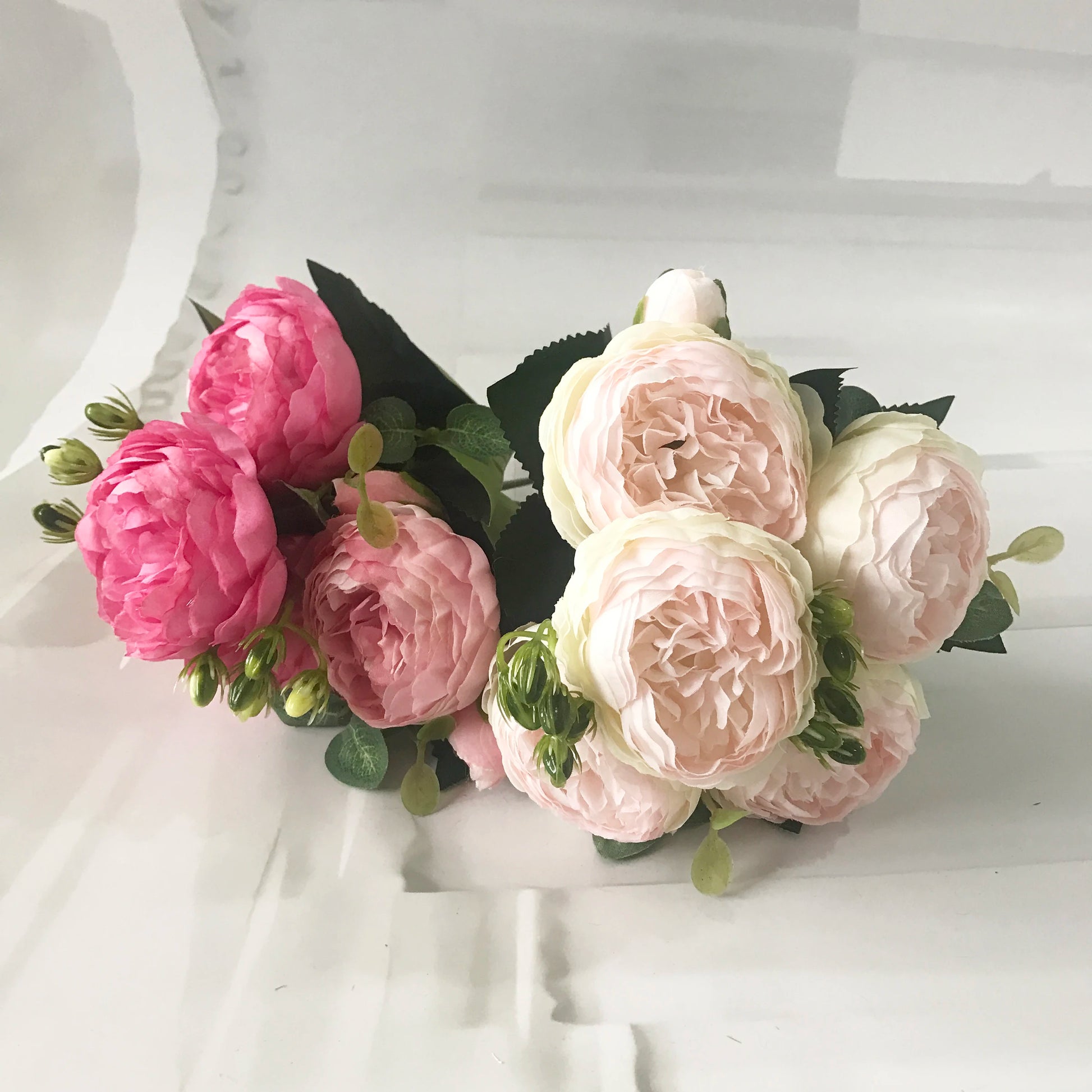 Silk Peony Artificial Flowers Bouquet 5 Big Head 30cm Rose Pink