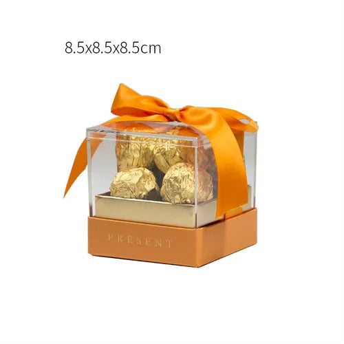 Acryl-Geschenkbox mit transparentem Band.