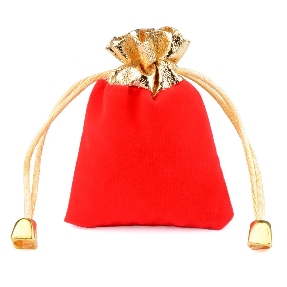 Gift Bag Drawstring Velvet Bags Gold Color Trim For Wedding