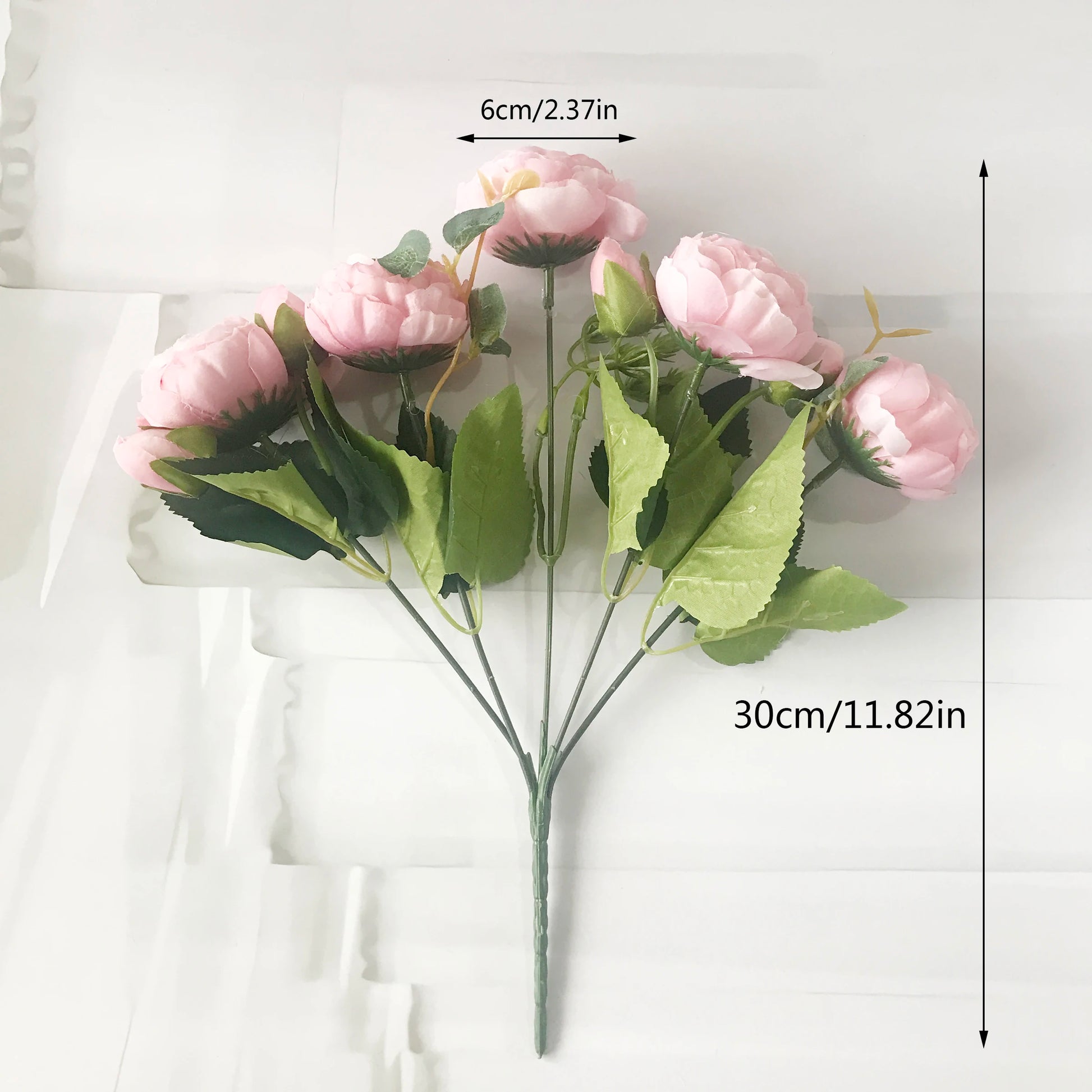 Silk Peony Artificial Flowers Bouquet 5 Big Head 30cm Rose Pink