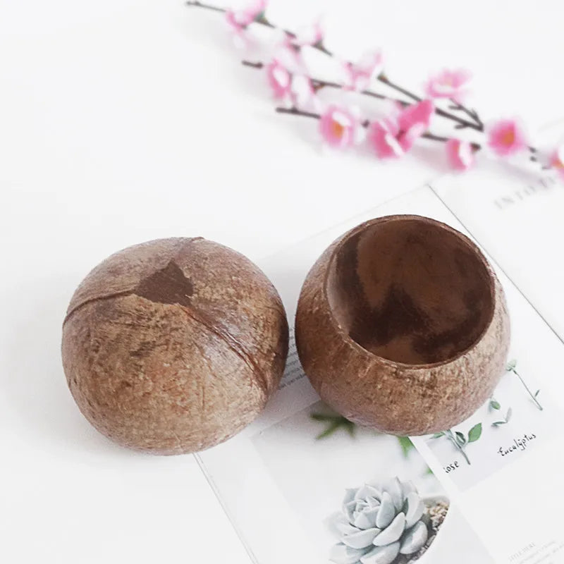 Ciotola per candela in cocco naturale, ciotola per candela in cocco retrò