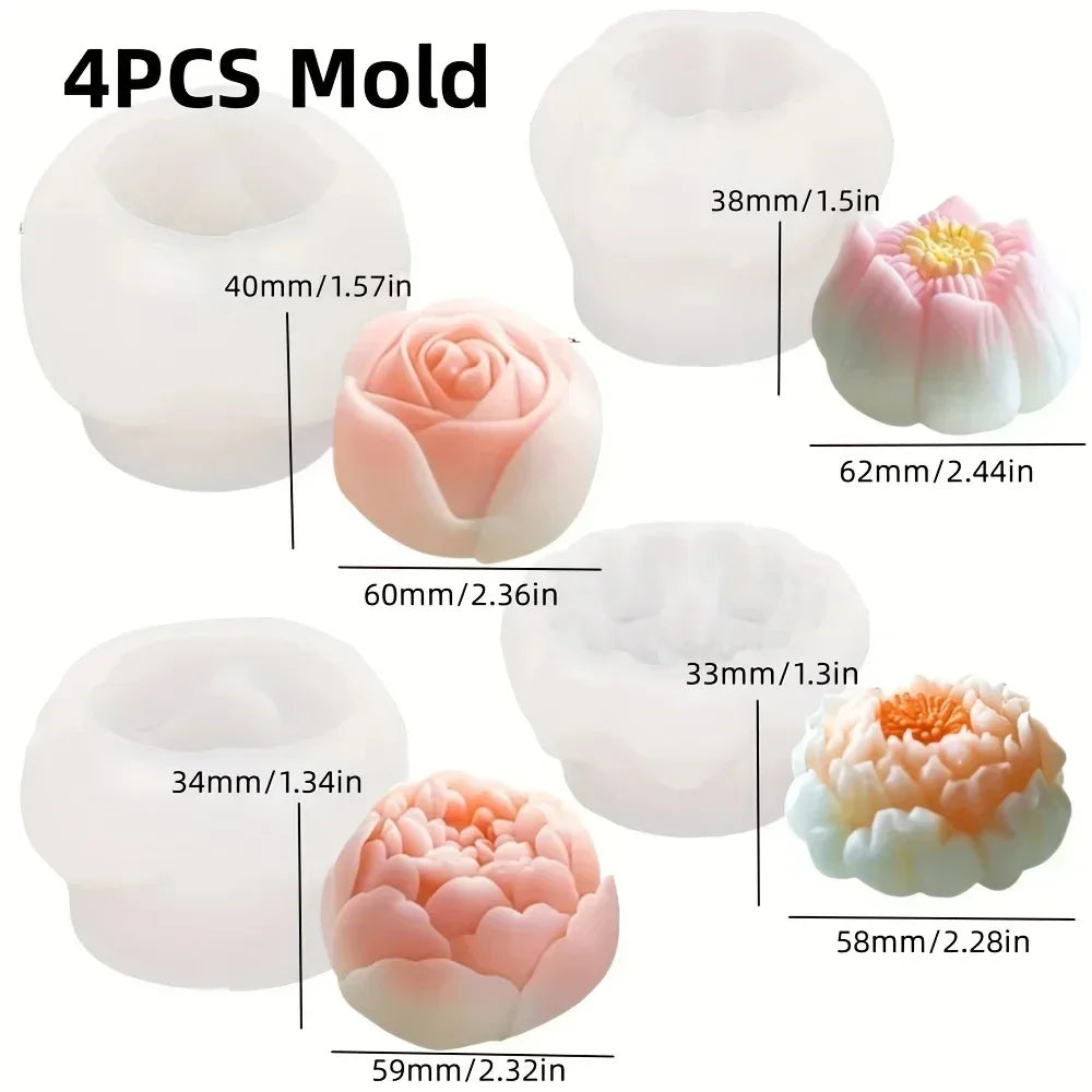Große Pfingstrosenblütenkerzen-Silikonform 3D