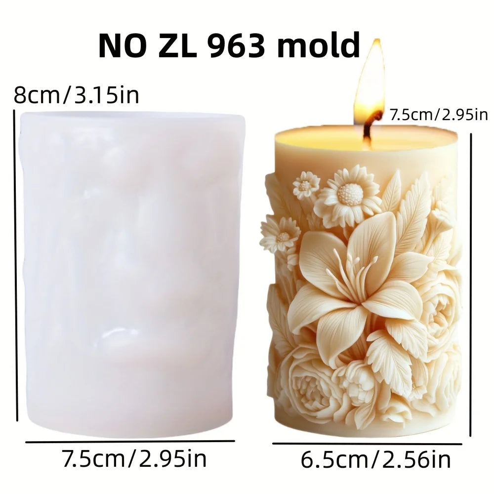 Silikonform Blume Lavendel Gips zylindrische Kerzenherstellung