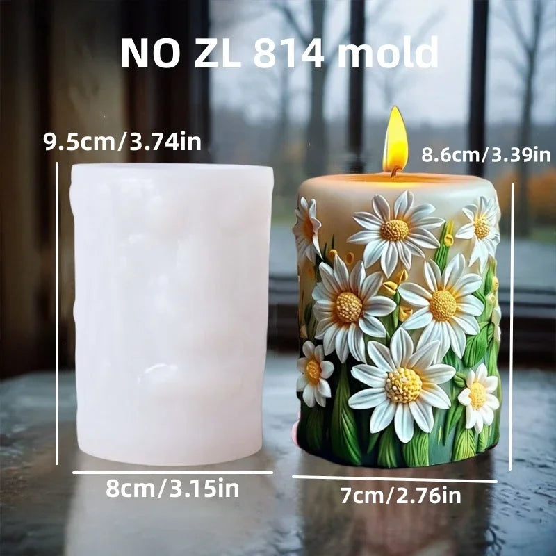 Silikonform Blume Lavendel Gips zylindrische Kerzenherstellung