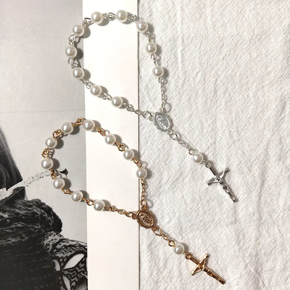 Baptism Catholic Communion 10/20pcs Rosary Bracelet Bead for Baptism Favors.