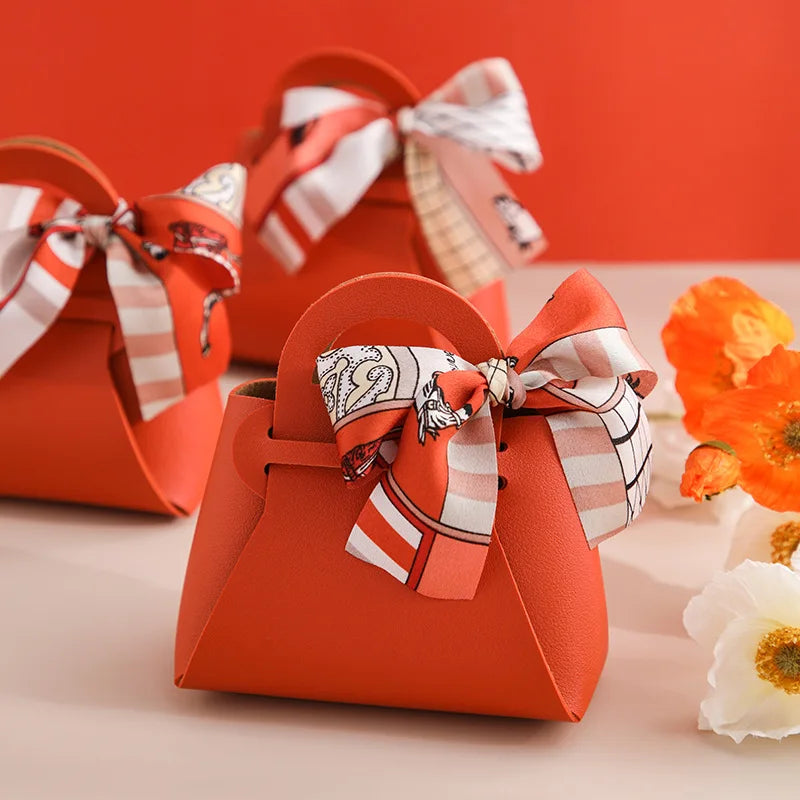 Große Geschenktüte aus Leder mit Schal für Hochzeitsfeiern, 10-teilige Geschenkverpackung.
