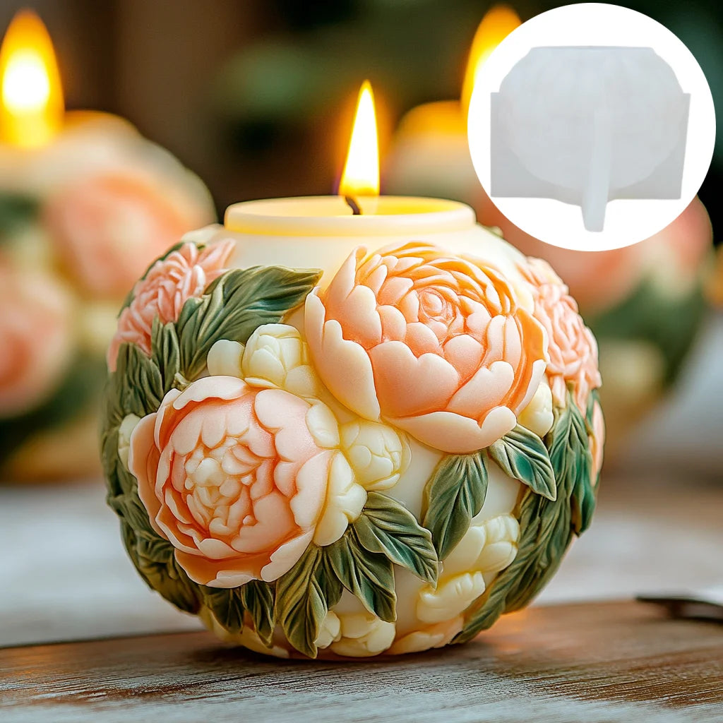 Große Pfingstrosenblumenkugel-Rosenkerzen-Silikonform