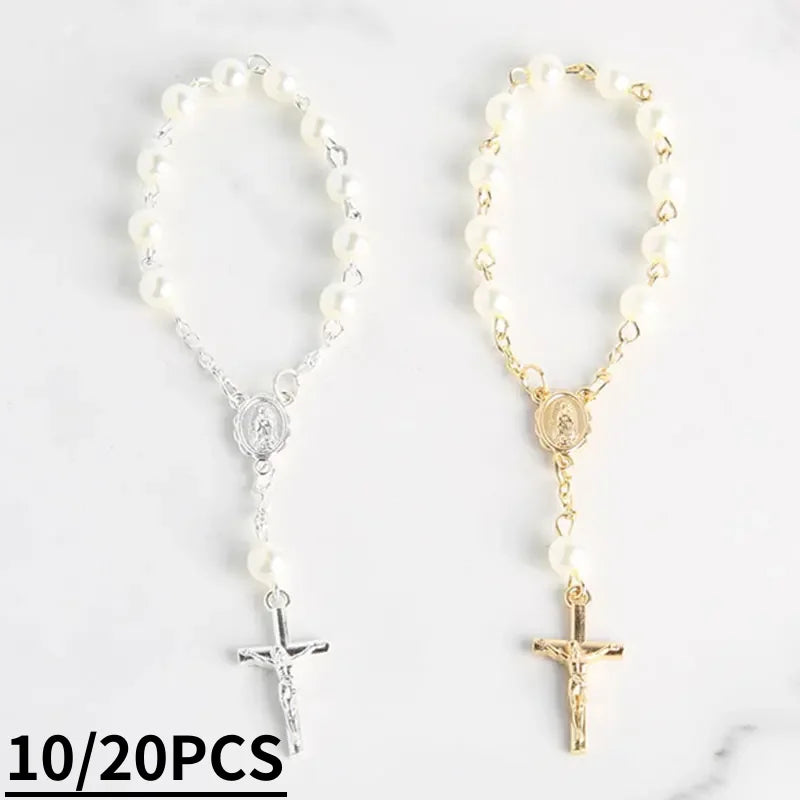 Baptism Catholic Communion 10/20pcs Rosary Bracelet Bead for Baptism Favors.