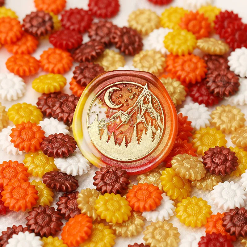 Sunflower Sealing Wax Beads Pearl Stamp 100pcs Retro