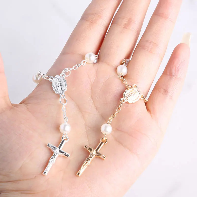 Baptism Catholic Communion 10/20pcs Rosary Bracelet Bead for Baptism Favors.