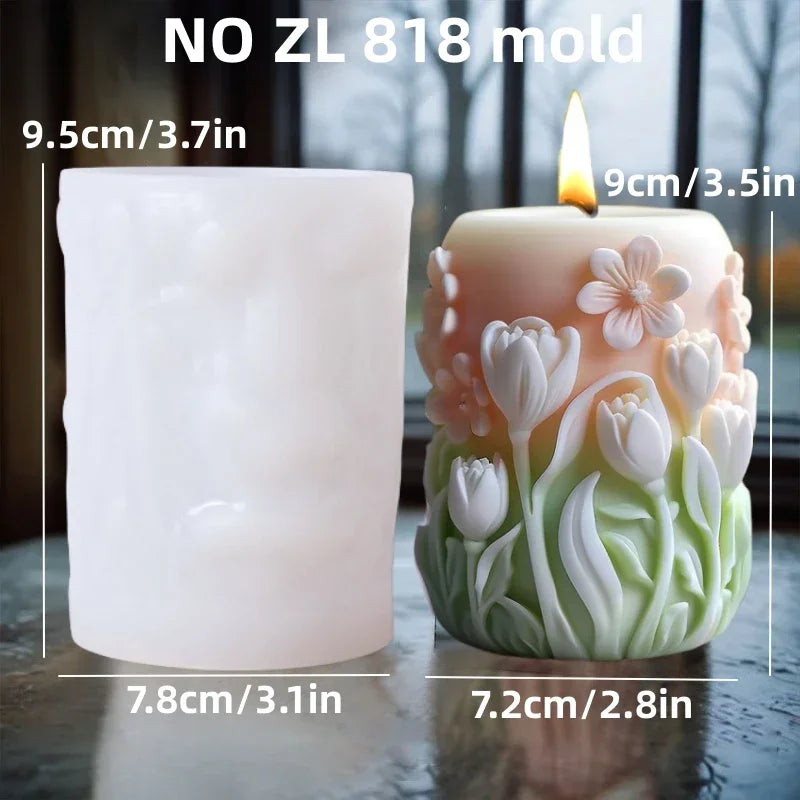 Silikonform Blume Lavendel Gips zylindrische Kerzenherstellung