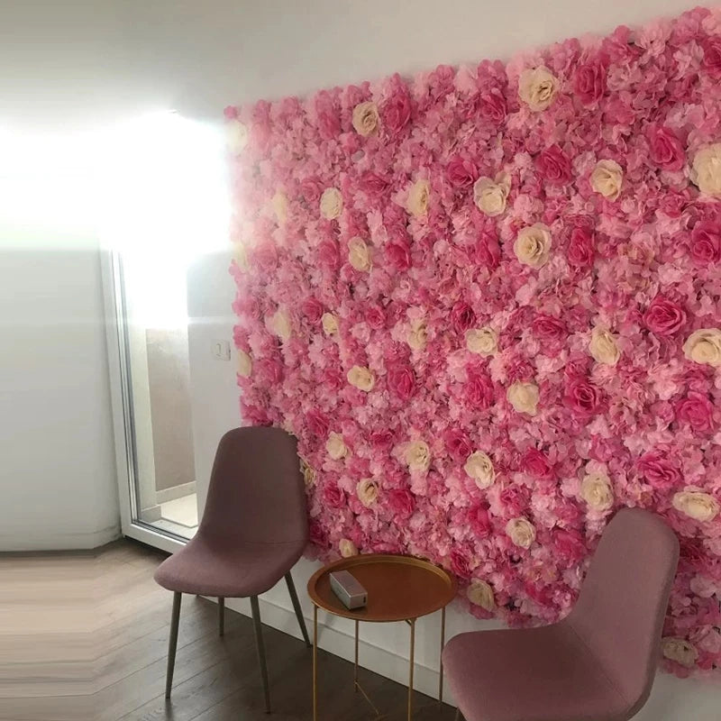 Pink Silk Rose Flower Wall Artificial Flower Backdrop Decor.