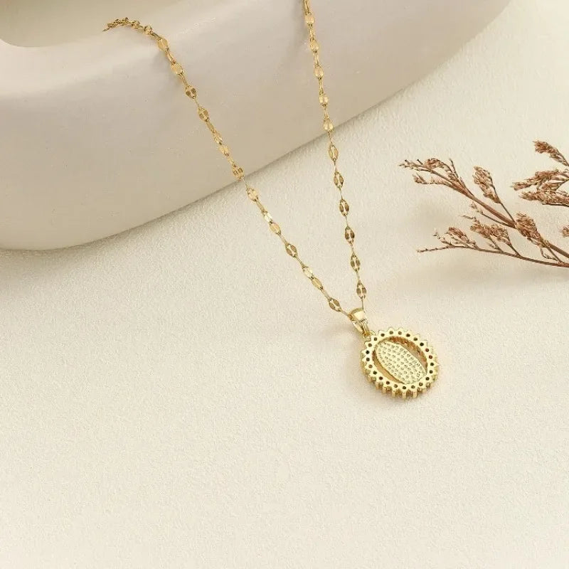 Gorgeous Women's Colorful Zircon Virgin Mary Hollow Necklace