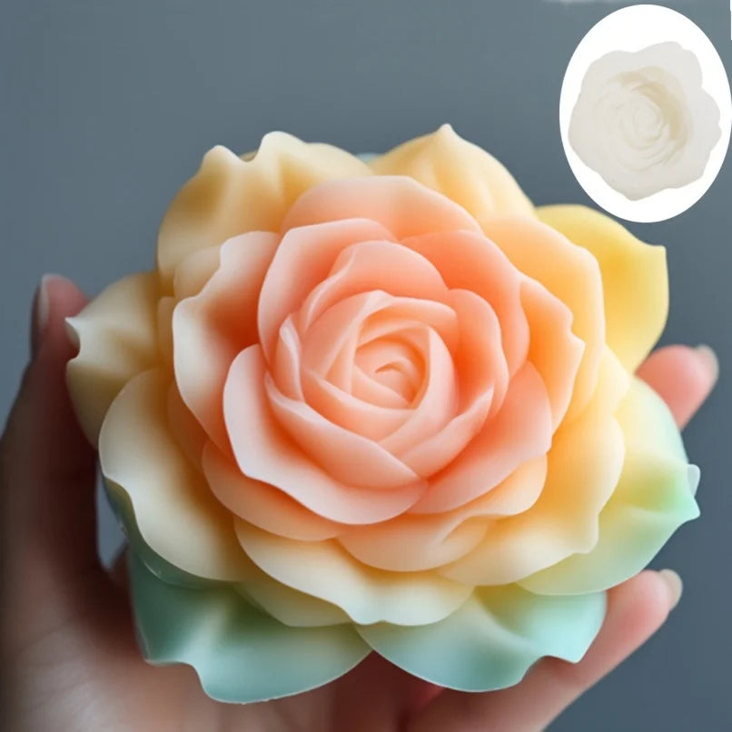 Große Pfingstrosenblütenkerzen-Silikonform 3D